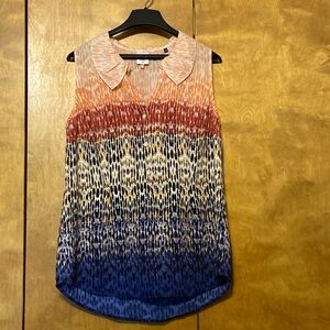 Cabi medium sleeveless ruffled collar top